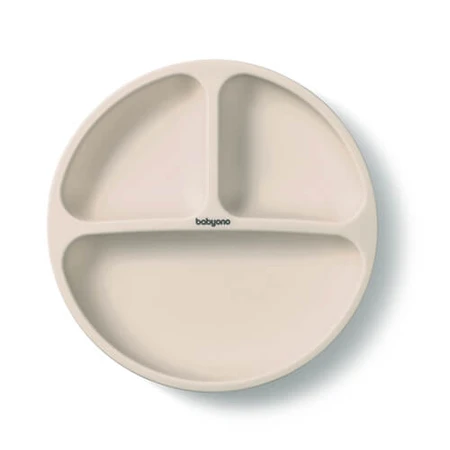 BabyOno, soucoupe en silicone avec ventouse, beige, à partir de 6 mois, 1 pc.