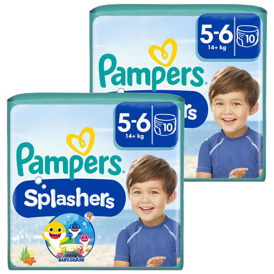 Pampers Splashers set, swim diapers, size 5-6, 14+ kg, 2 x 10 pieces