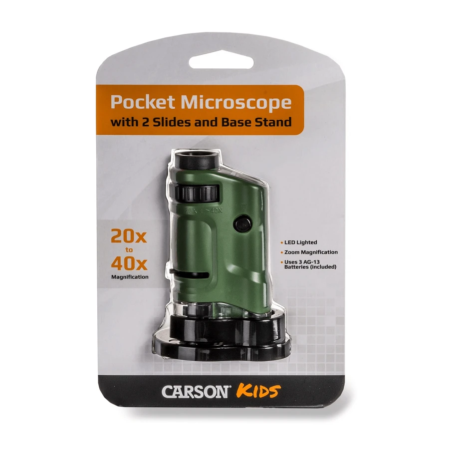 Pocket microscope with LED, magnification 20x-40x Microbrite, Carson