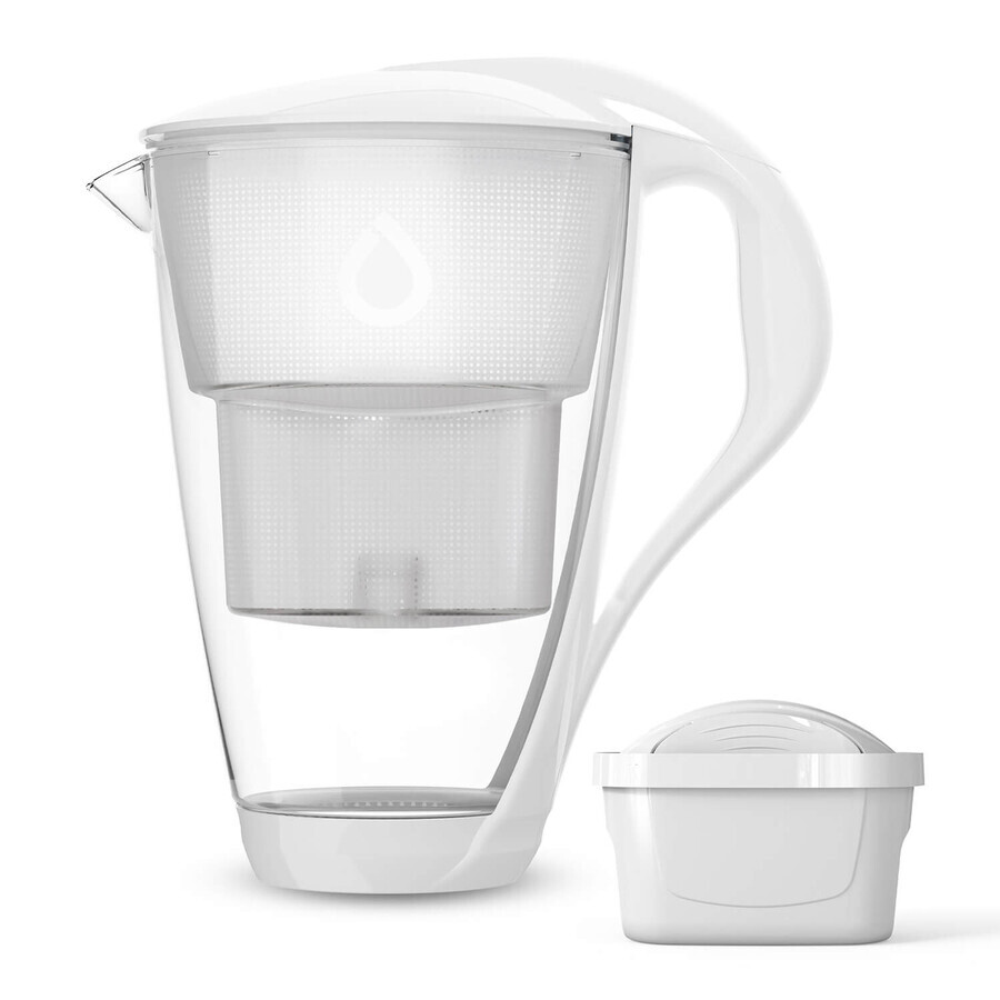 Dafi Crystal Led Glasfilterkanne, weiß, 2 l + Unimax Filter, 1 Stück DEFEKT VERPACKUNG