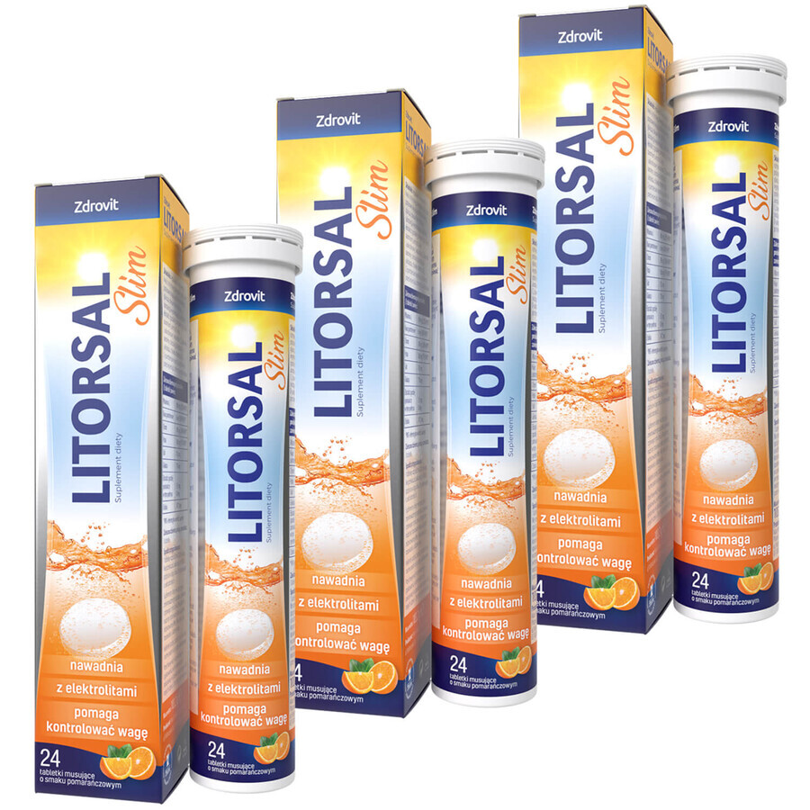 Set Zdrovit Litorsal Slim, Orangengeschmack, 3 x 24 Brausetabletten