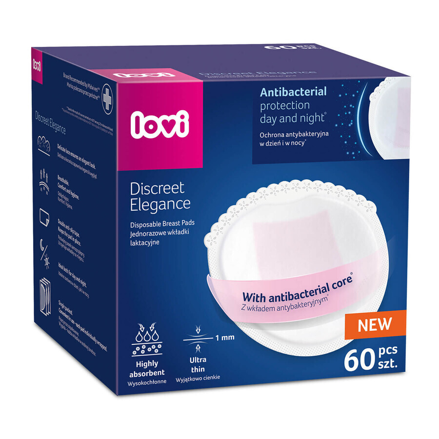 Lovi Discreet Elegance set, breast pads, antibacterial, white, 60 pcs + 40 pcs