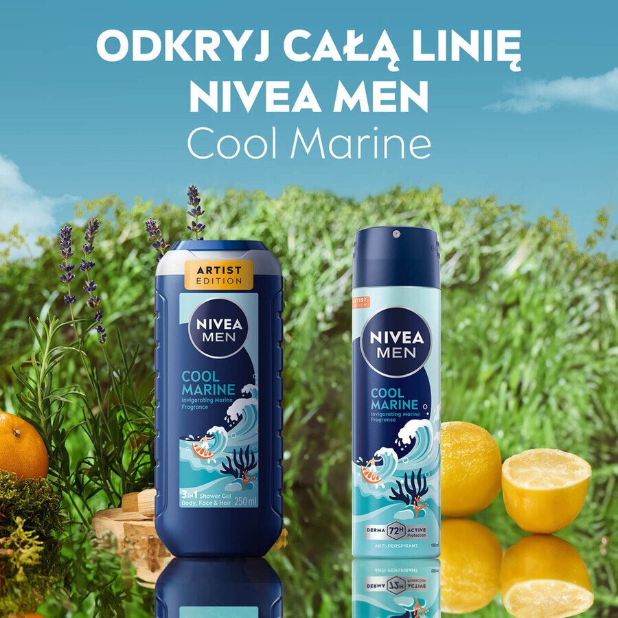 Nivea Men set, douchegel, Cool Marine, 250 ml + antitranspiratiespray, Cool Marine, 150 ml