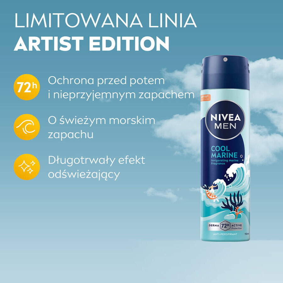 Nivea Men set, douchegel, Cool Marine, 250 ml + antitranspiratiespray, Cool Marine, 150 ml