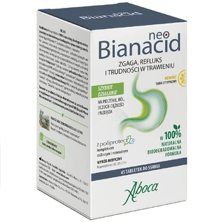 NeoBianacid, maagzuur, reflux en spijsverteringsproblemen, citroensmaak, 45 zuigtabletten