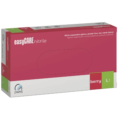 EasyCare Nitrile, guantes de nitrilo, no estériles, sin polvo, frambuesa, talla L, 100 unidades