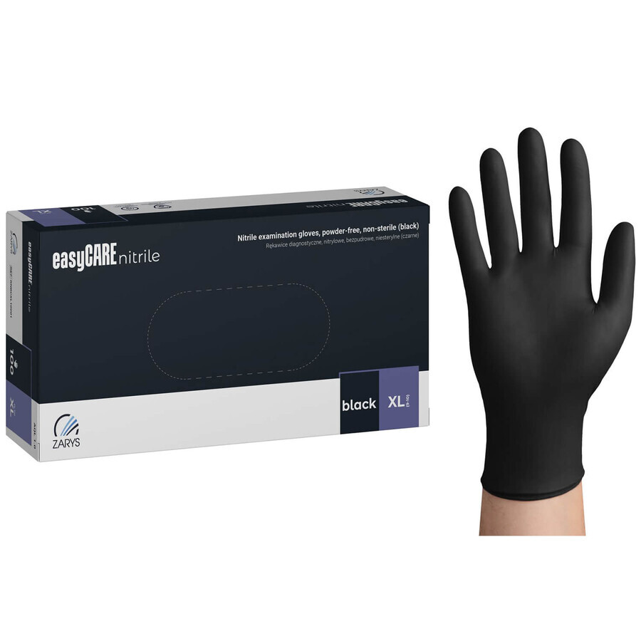 EasyCare Nitrile, mănuși din nitril, nesterile, fără pudră, negre, mărimea XL, 100 bucăți