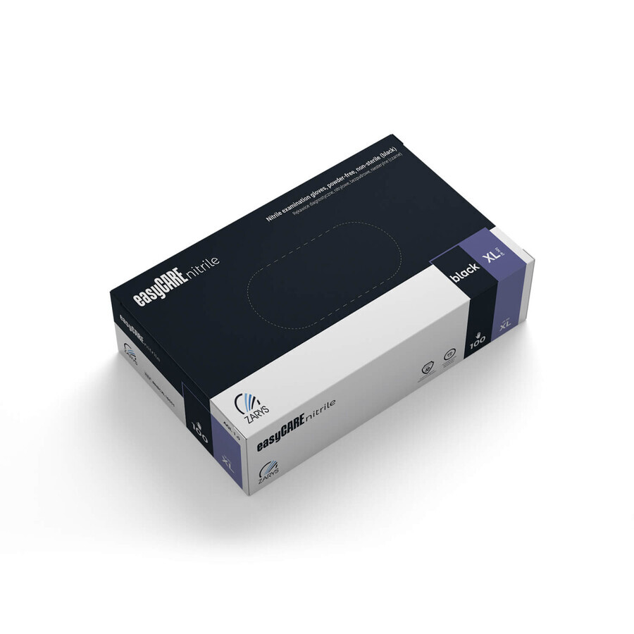 EasyCare Nitrile, mănuși din nitril, nesterile, fără pudră, negre, mărimea XL, 100 bucăți