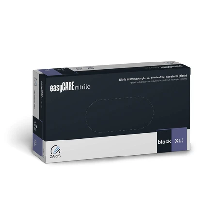 EasyCare Nitrile, gants en nitrile, non stériles, non poudrés, noirs, taille XL, 100 pièces