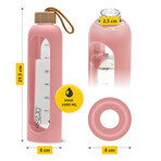 4Fizjo, Glaswasserflasche in Silikonhülle, motivierend, rosa, 1 l