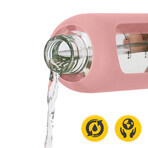 4Fizjo, Glaswasserflasche in Silikonhülle, motivierend, rosa, 1 l