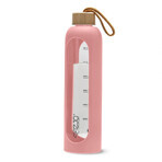 4Fizjo, Glaswasserflasche in Silikonhülle, motivierend, rosa, 1 l