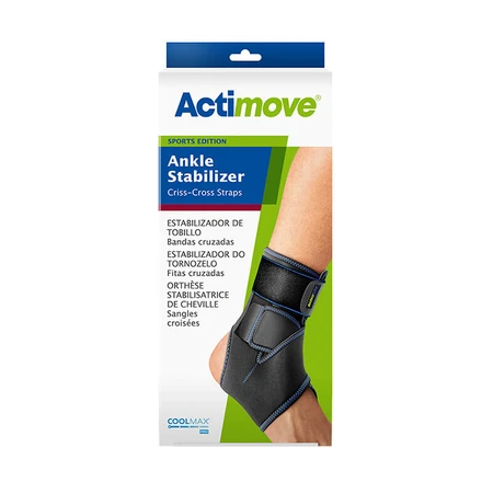 Actimove Sports Edition, estabilizador de tobillo, negro, correas cruzadas, ajustable