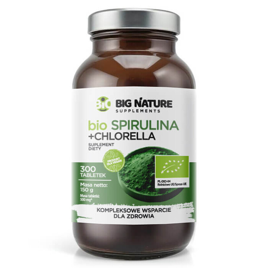Big Nature Bio Espirulina + Chlorella, 300 comprimidos