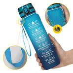 4Fizjo, tritan water bottle, motivational bidon, blue, 1 l