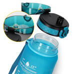 4Fizjo, tritan water bottle, motivational bidon, blue, 1 l
