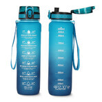 4Fizjo, tritan water bottle, motivational bidon, blue, 1 l