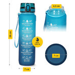 4Fizjo, tritan water bottle, motivational bidon, blue, 1 l