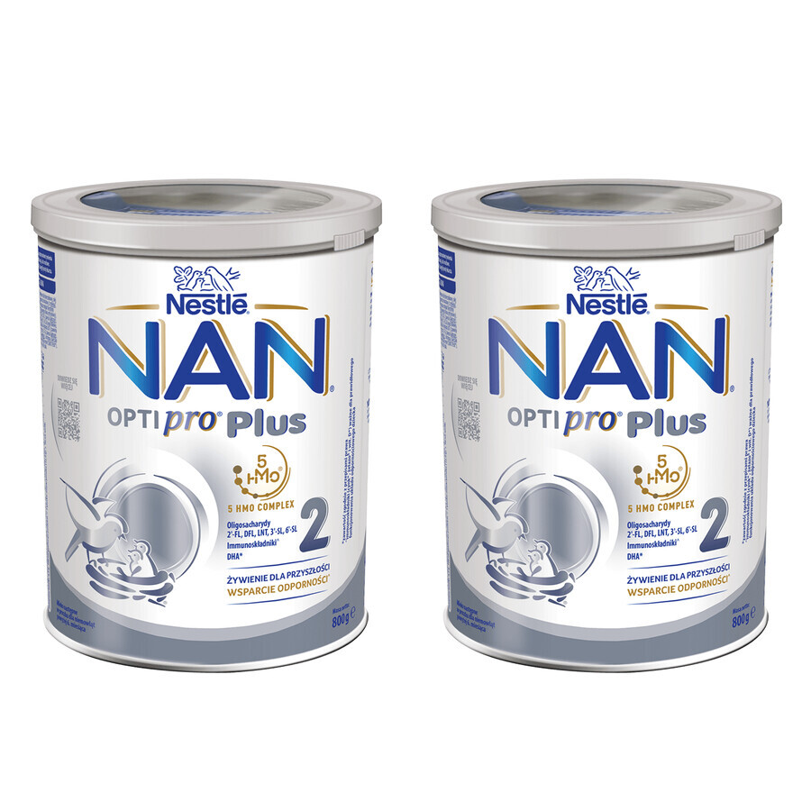 Nestlé NAN Optipro Plus 2 HMO set, lait de suite pour nourrissons de plus de 6 mois, 2 x 800 g