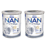 Nestlé NAN Optipro Plus 2 HMO set, lait de suite pour nourrissons de plus de 6 mois, 2 x 800 g Nestlé NAN Optipro Plus 2 HMO set, lait de suite pour nourrissons de plus de 6 mois, 2 x 800 g