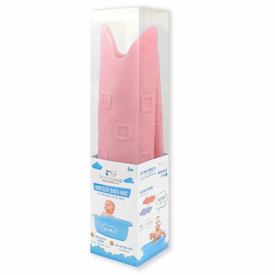 Bocioland, tapis de bain antidérapant, crocodile rose, 1 pièce