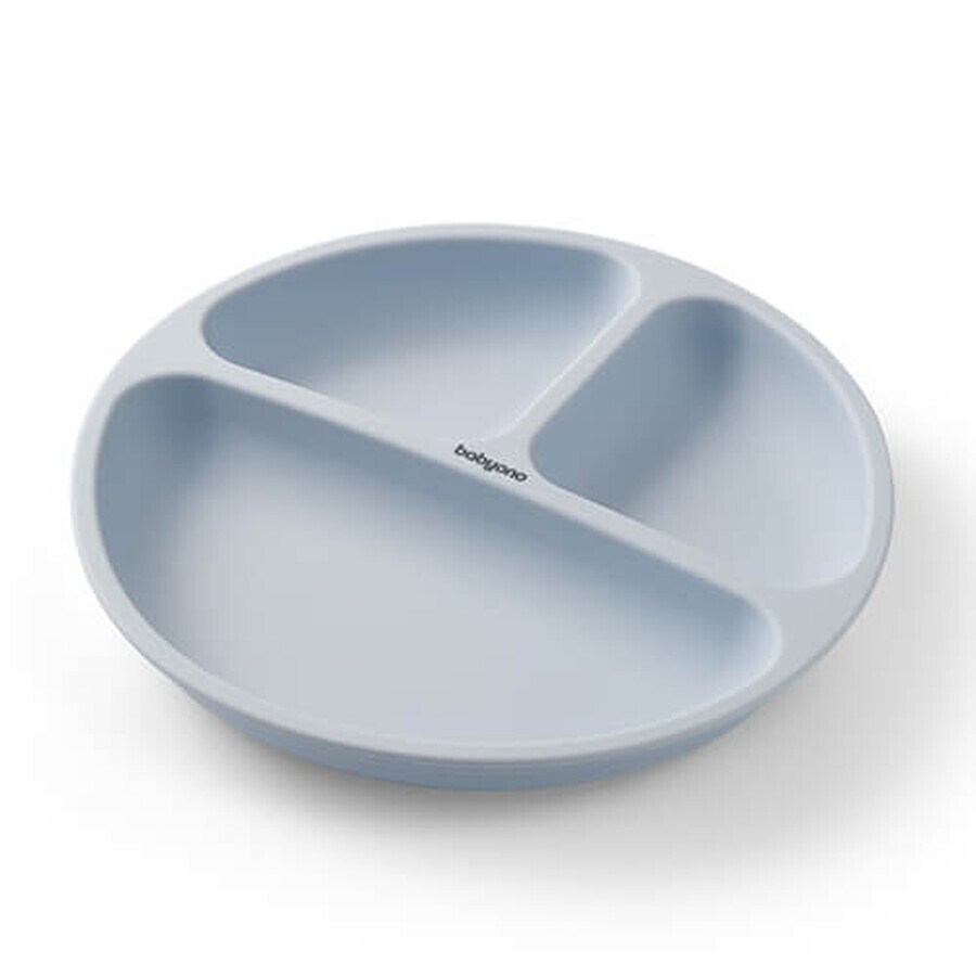BabyOno, silicone saucer with suction cup, blue, from 6 months, 1 piece