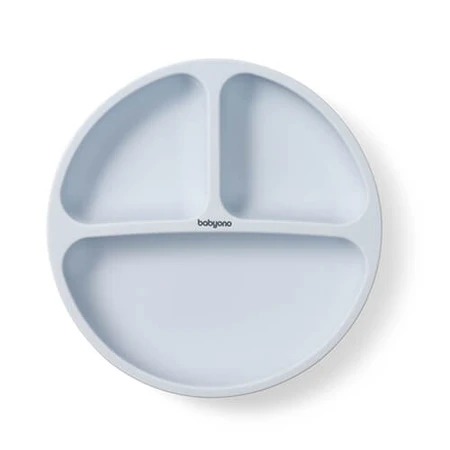 BabyOno, silicone saucer with suction cup, blue, from 6 months, 1 piece