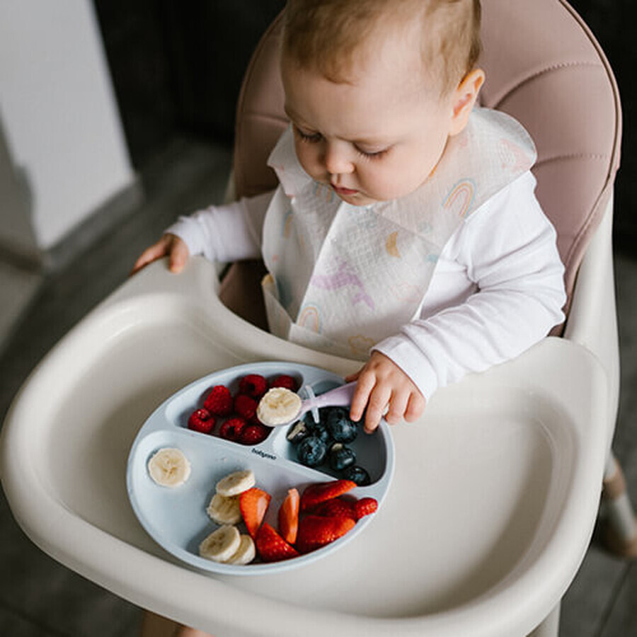 BabyOno, silicone saucer with suction cup, blue, from 6 months, 1 piece