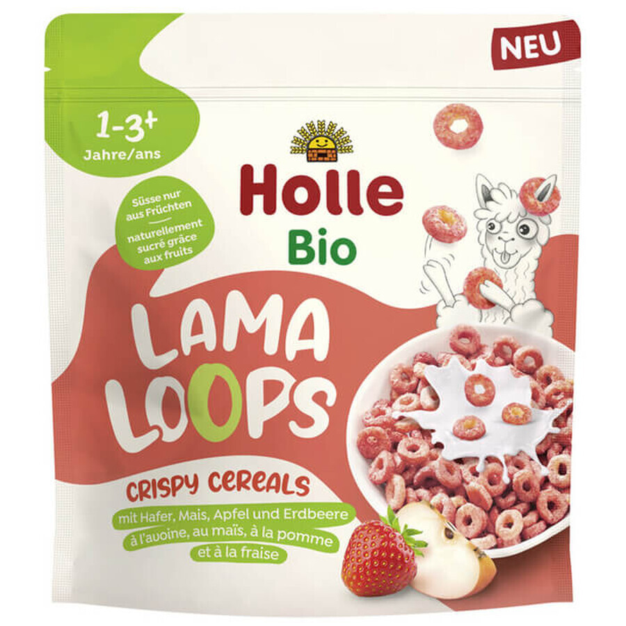 Holle Bio Lama Loops Frühstückscerealien, Apfel- und Erdbeerringe, ab 1 Jahr, 125 g
