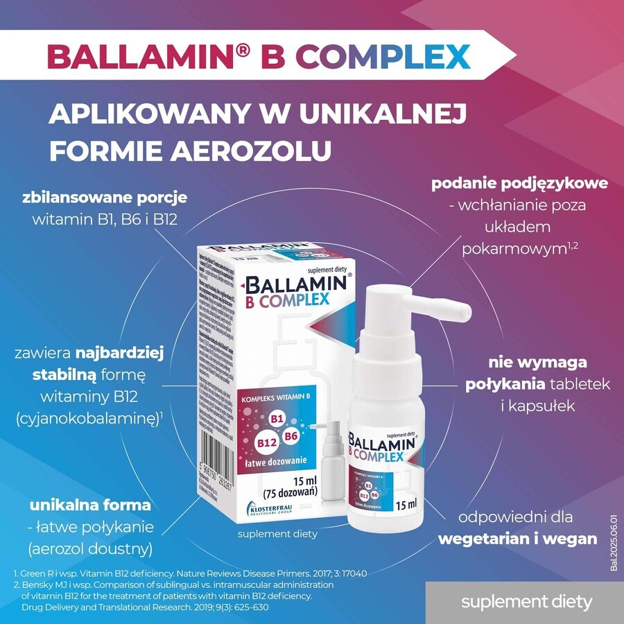 Ballamin B Complex, spray sublingual, 15 ml