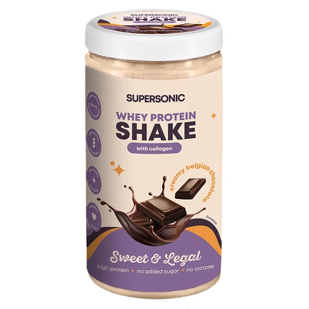 Supersonic, batido de proteínas con colágeno, sabor chocolate belga, sin lactosa, 560 g