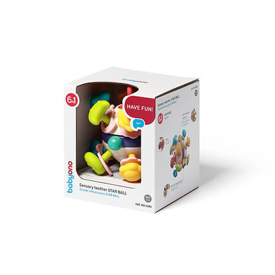 BabyOno, dentition sensorielle, boule étoilée, dès la naissance, 1 pièce
