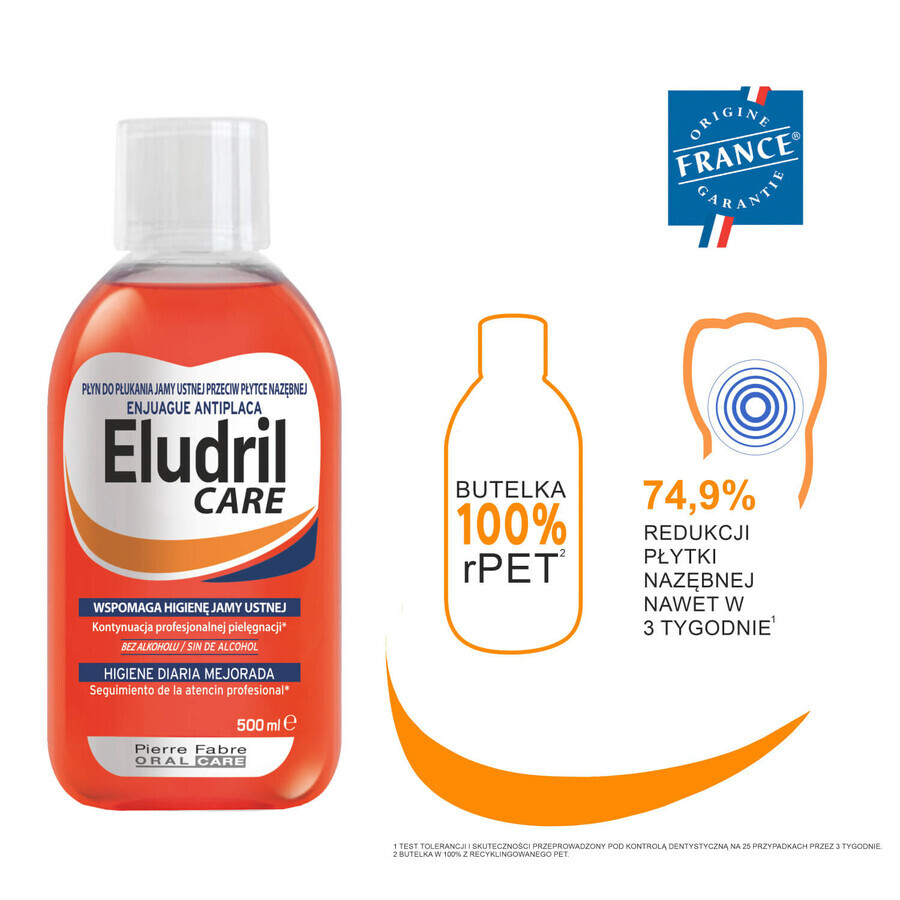 Set Eludril Care, enjuague bucal contra la placa, 2 x 500 ml