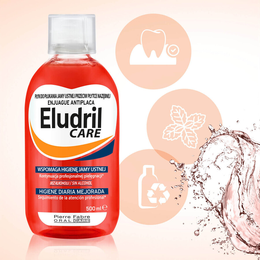 Set Eludril Care, enjuague bucal contra la placa, 2 x 500 ml