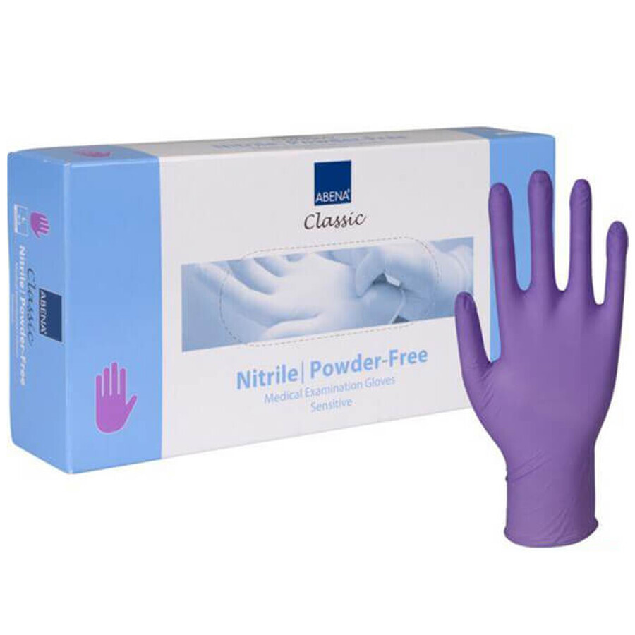 Abena, guantes de nitrilo, no estériles, sin polvo, violeta, talla L, 100 unidades