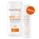 Avene SunStick KA, stick protector para rostro y cuerpo, FPS 50+, 20 g + agua termal para rostro y cuerpo, 50 ml gratis