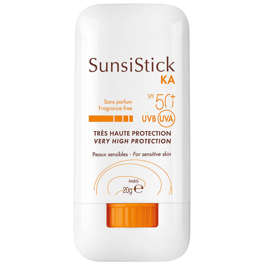 Avene SunStick KA, stick protector para rostro y cuerpo, FPS 50+, 20 g + agua termal para rostro y cuerpo, 50 ml gratis