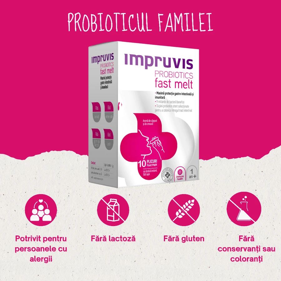 Impruvis Fast Melt pack with peach flavor, 2 x 10 sachets, Pharma Brands