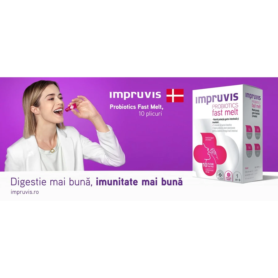 Impruvis Fast Melt pack with peach flavor, 2 x 10 sachets, Pharma Brands
