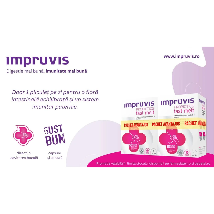 Impruvis Fast Melt pack with peach flavor, 2 x 10 sachets, Pharma Brands