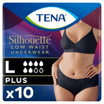 Tena Silhouette Plus Black, discreet absorbent panties for women, size L, 10 pieces