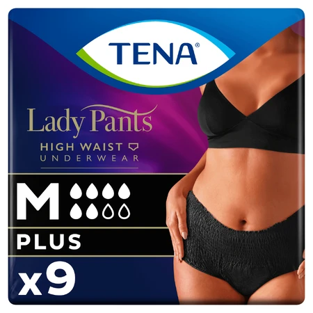 Tena Lady Pants Noir, absorberende slip, maat M, 75-105 cm, Plus, 9 stuks
