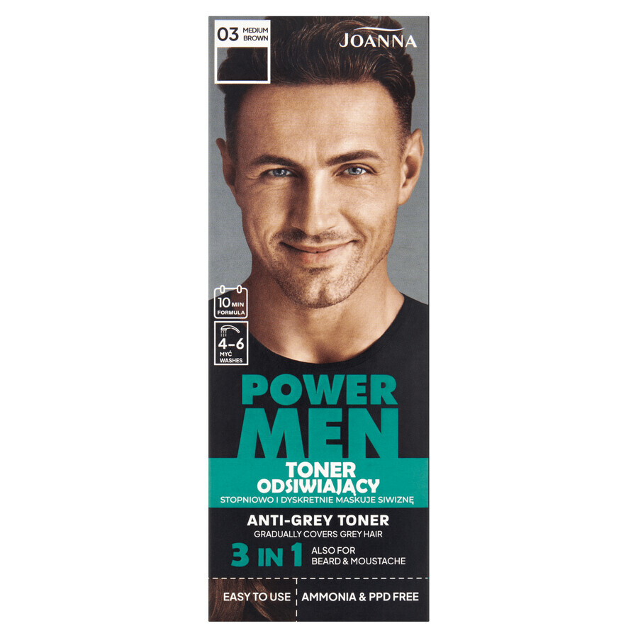 Joanna Power Men, tonico desquamante, 03 marrone medio, 80 g