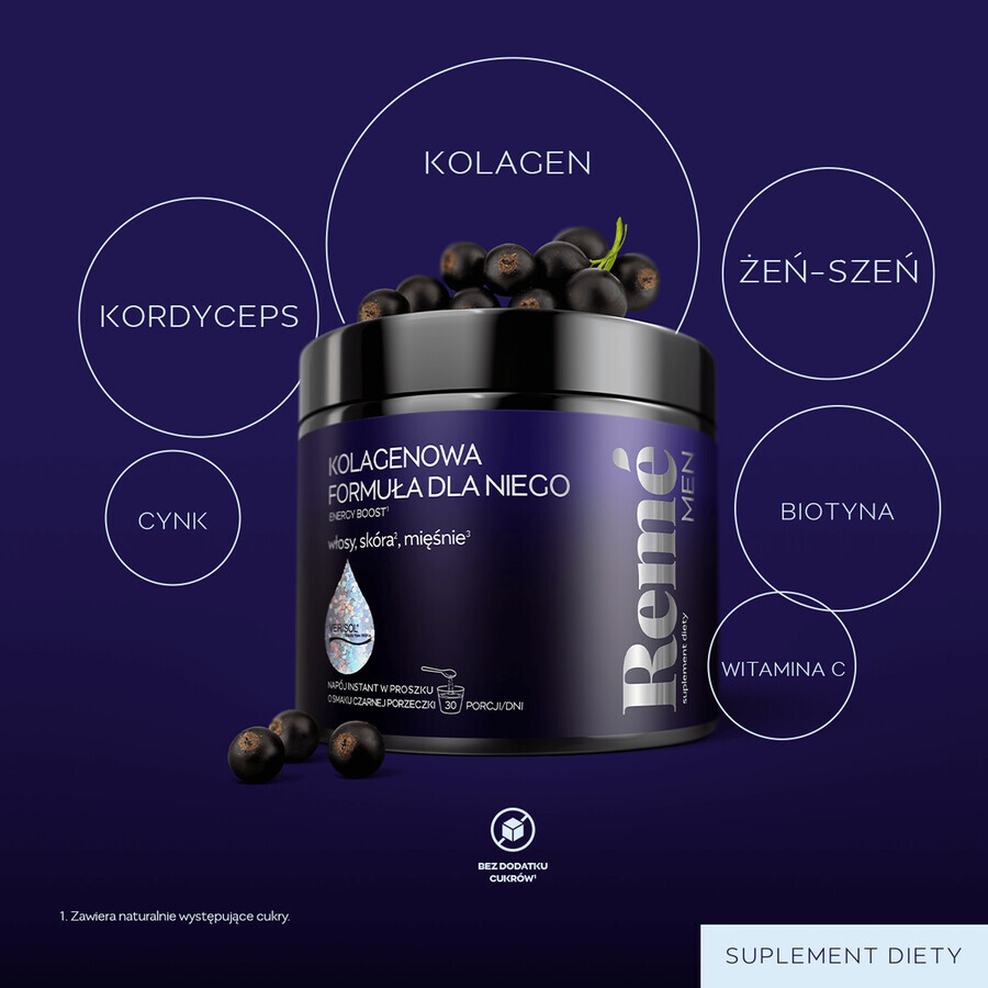 Reme Men Collagen Formula for Him, black currant flavor, 150 g