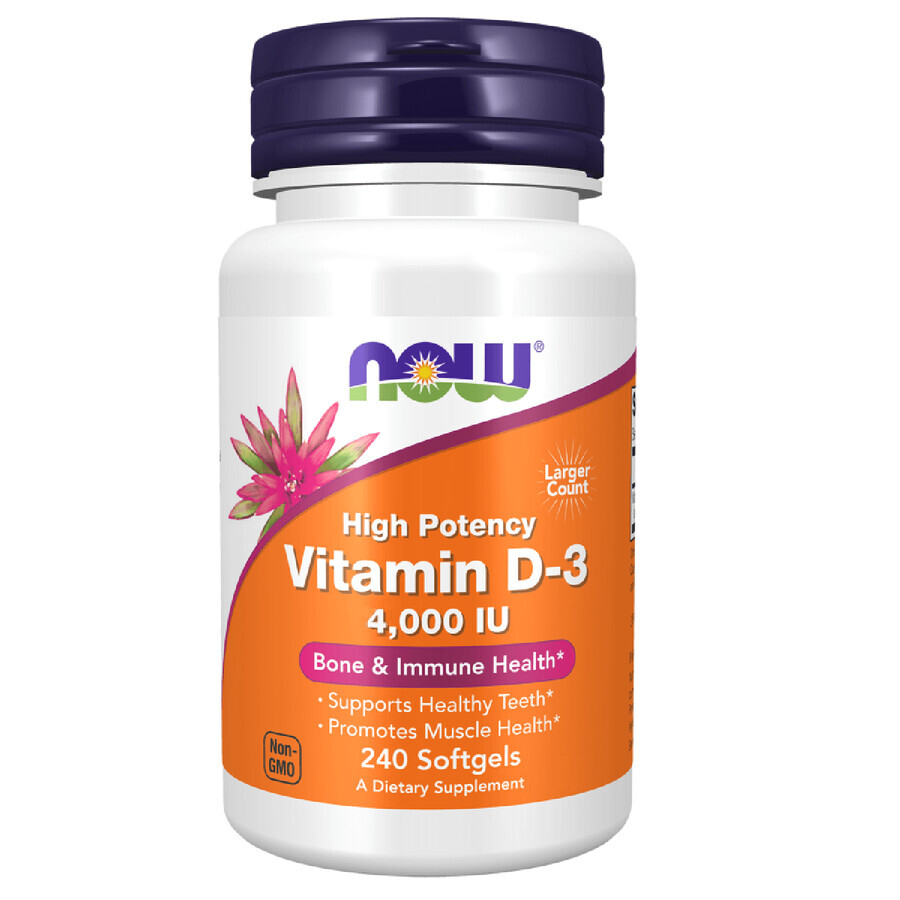 Now Foods Vitamin D-3 4000 IU, vitamine D, 240 gélules