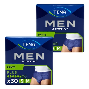 Set Tena Men Active Fit Pants, culotte absorbante, taille S/M, 75-105 cm, Plus, 2 x 30 pcs