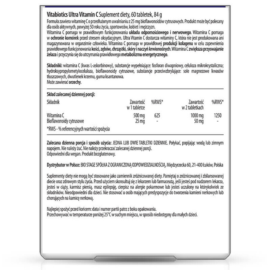 Vitabiotics Ultra Vitamin C 500 mg, 60 Tabletten
