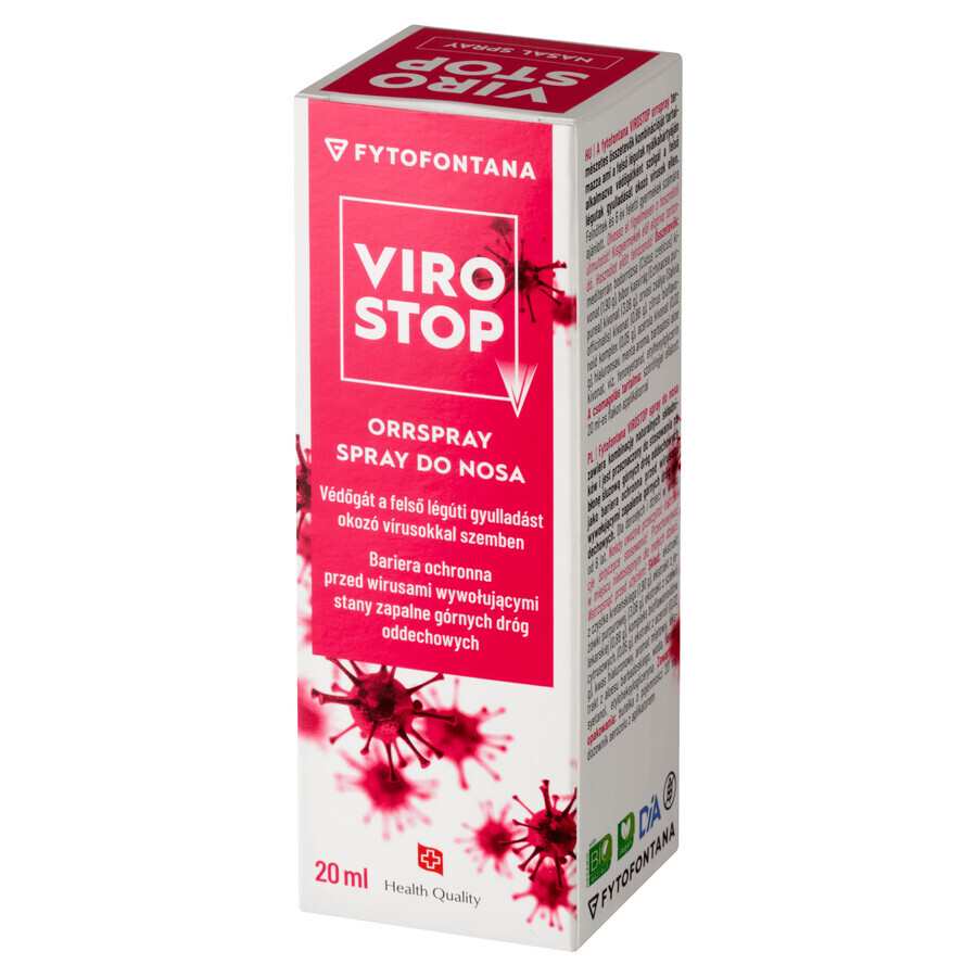 Fytofontana ViroStop, Nasenspray zum Schutz vor Viren, die Entzündungen der oberen Atemwege verursachen, 20 ml