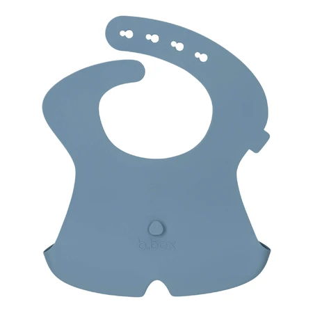 B.Box, babero de silicona con bolsillo abierto, retráctil, azul, a partir de 4 meses, 1 unidad