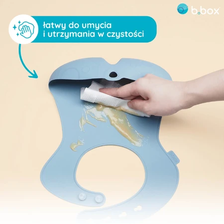 B.Box, babero de silicona con bolsillo abierto, retráctil, azul, a partir de 4 meses, 1 unidad